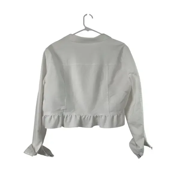 Calvin Klein Ruffle-Hem Jacket - White - Size XL - Picture 2 of 8